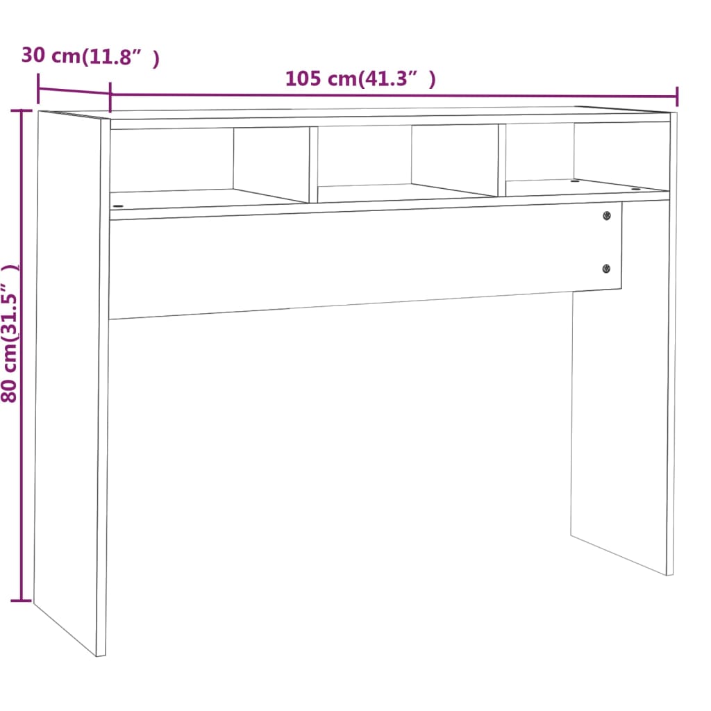 Wandtafel 105x30x80 cm bewerkt hout