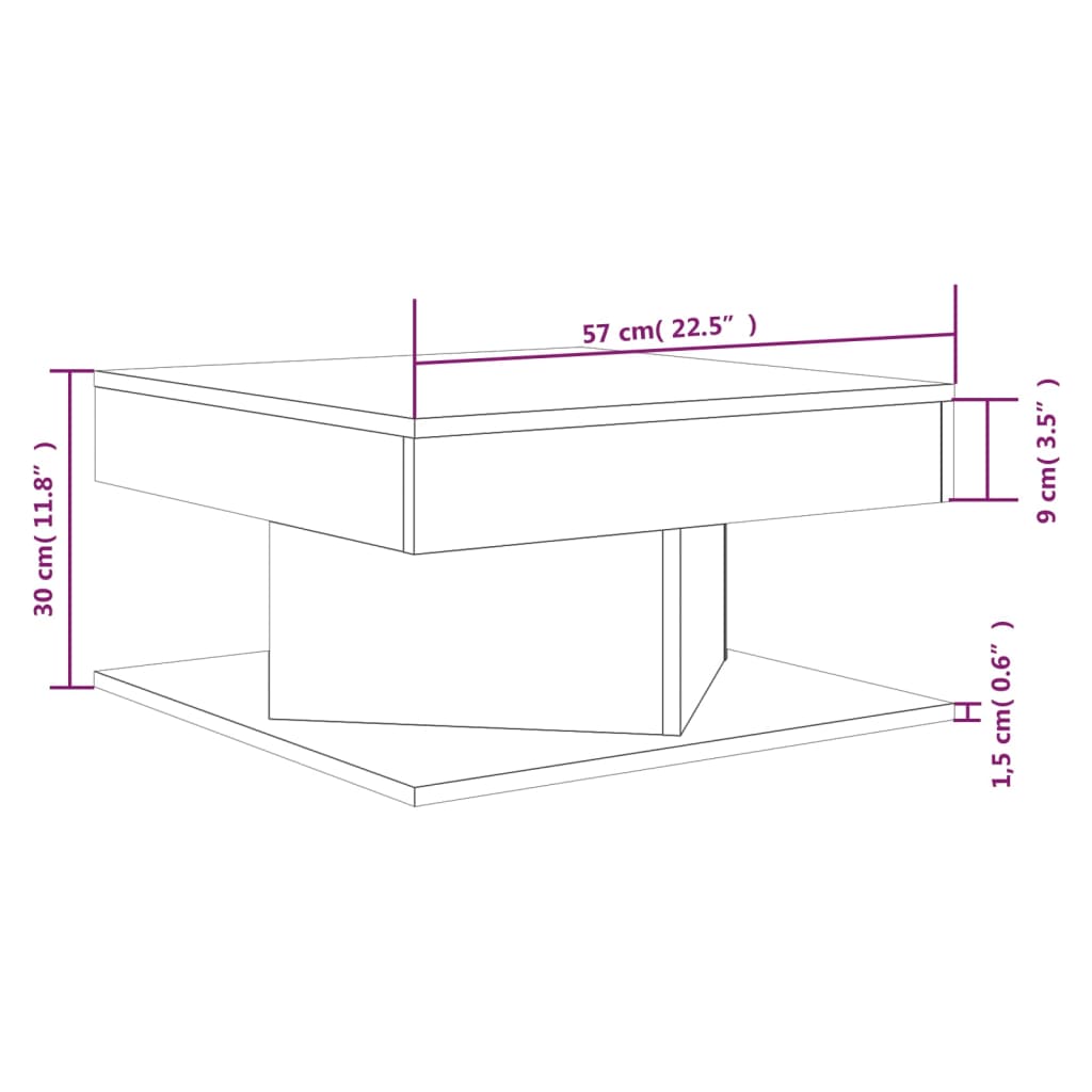 Salontafel 57x57x30 cm bewerkt hout