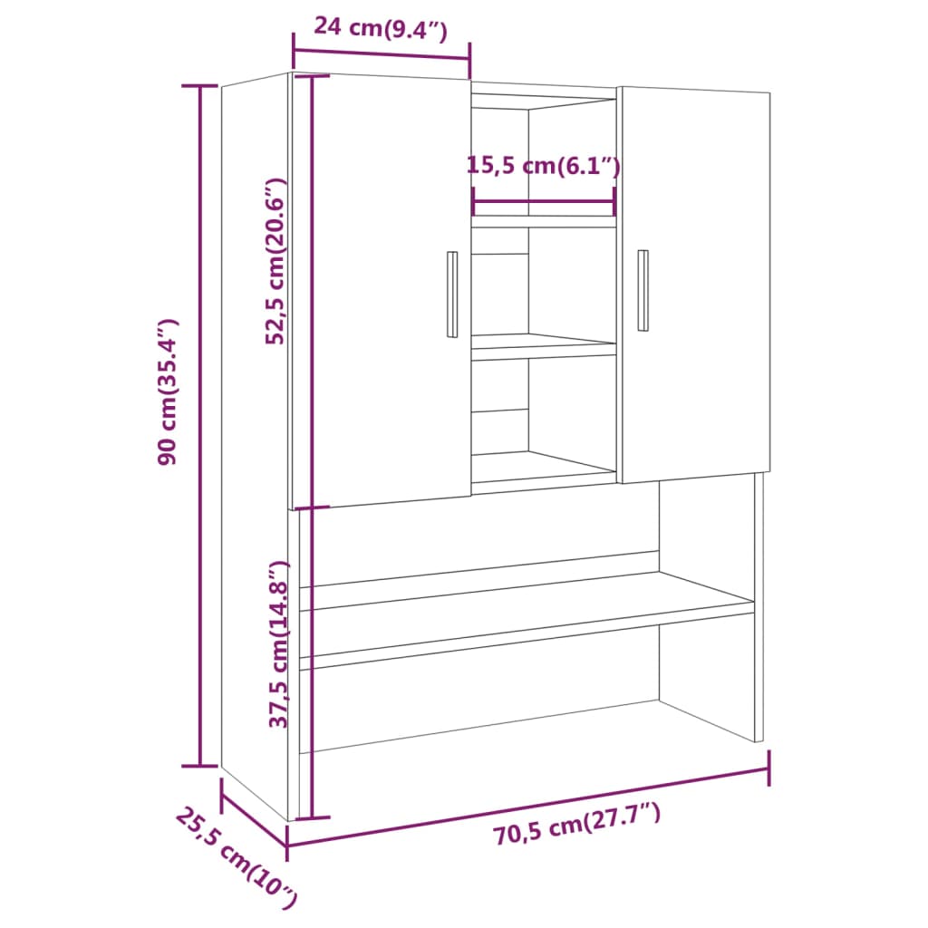 Wasmachinekast 70,5x25,5x90 cm