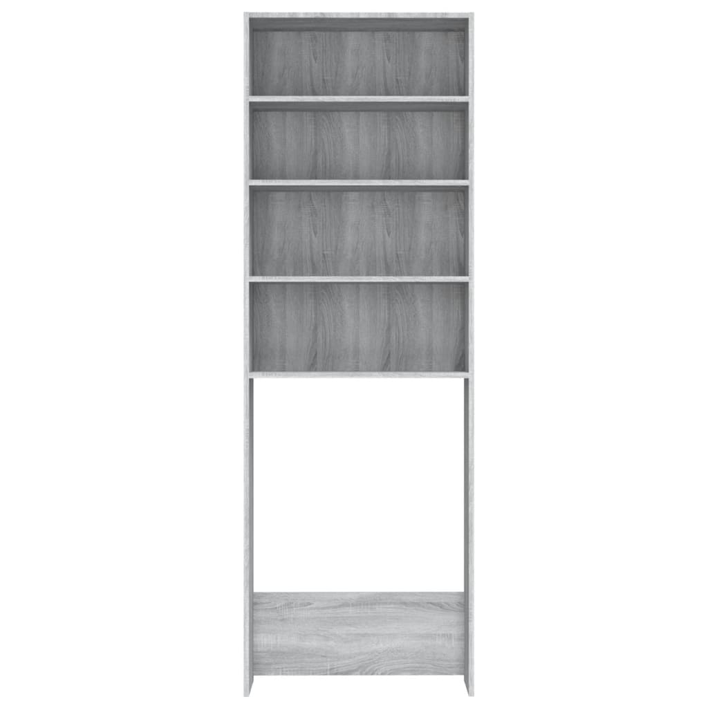 Wasmachinekast 64x24x190 cm wit en sonoma eikenkleurig