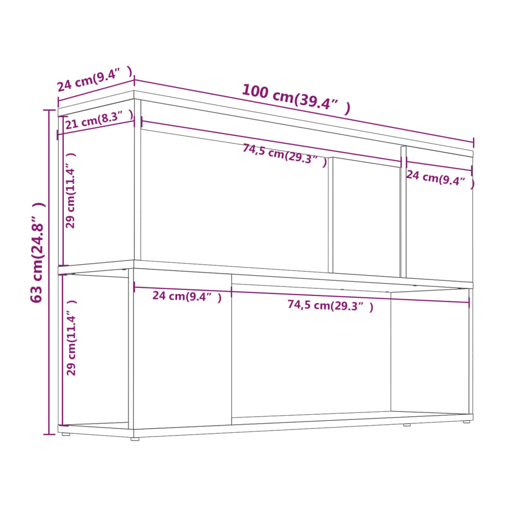 Boekenkast 100x24x63 cm bewerkt hout eikenkleurig