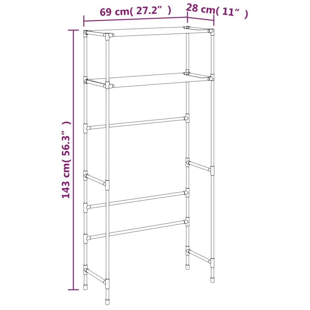 Wasmachinerek 2-laags 69x28x143 cm ijzer