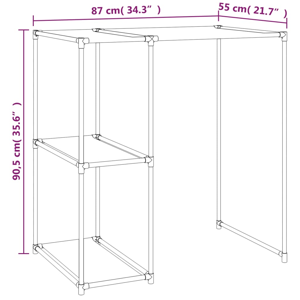 Opbergrek voor boven wasmachine 87x55x90,5 cm ijzer