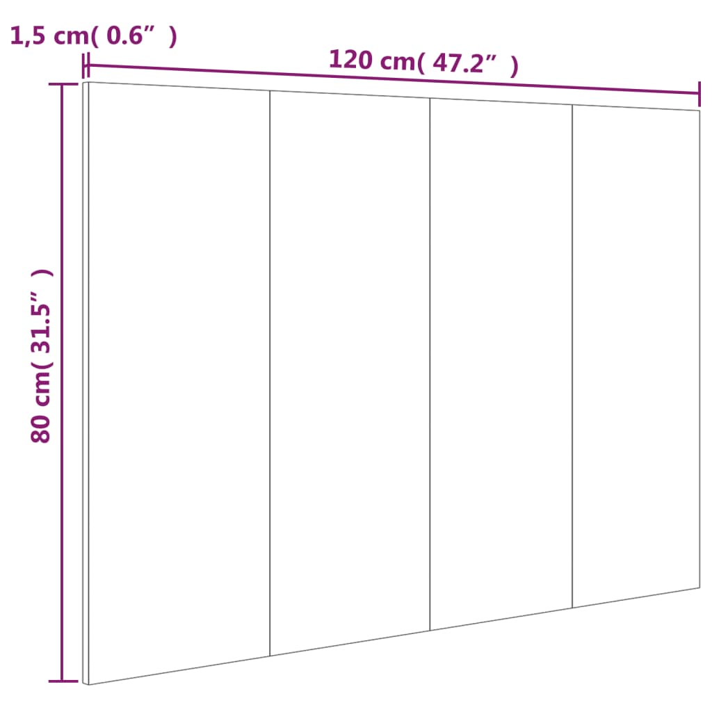 Hoofdbord 120x1,5x80 cm bewerkt hout