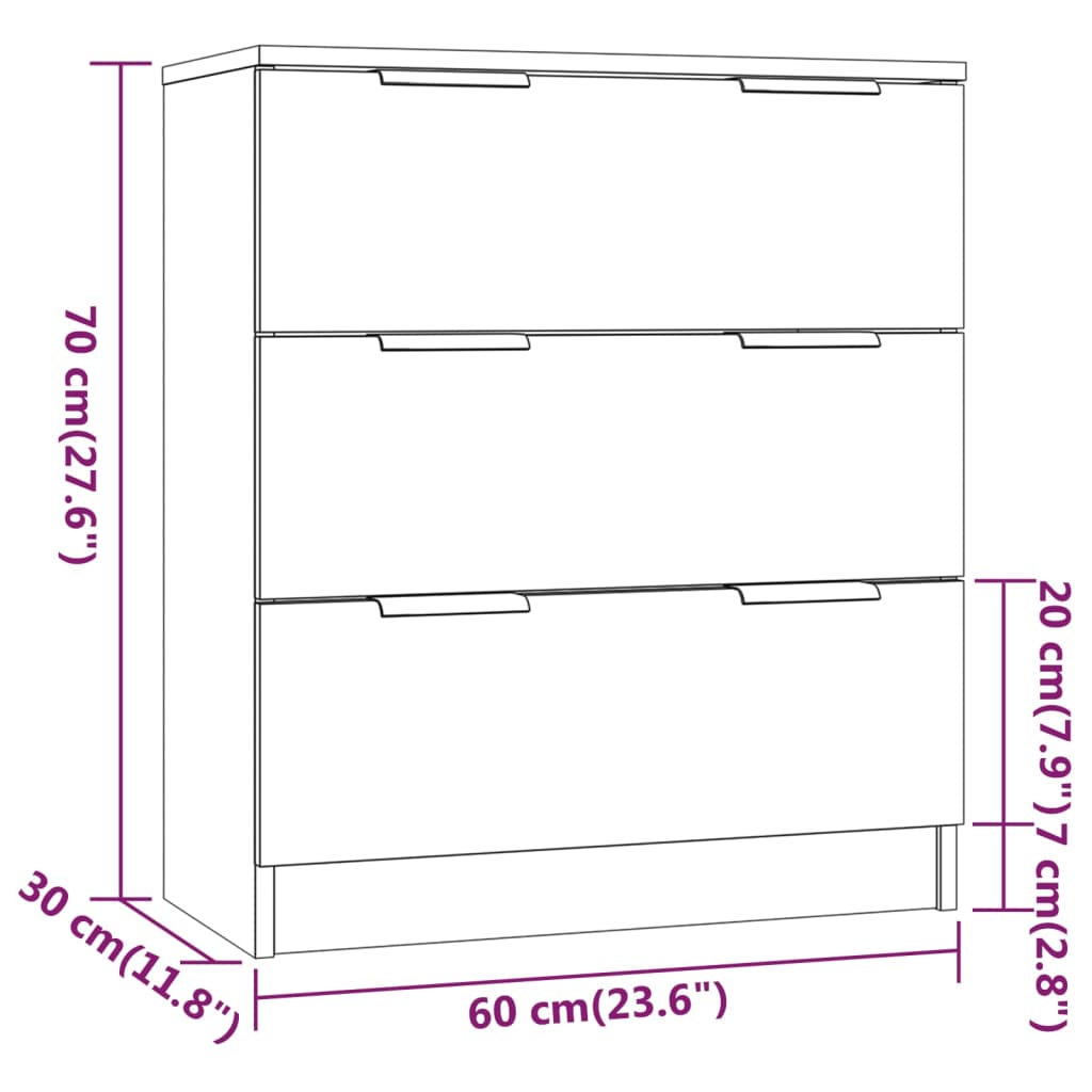 Dressoir 60x30x70 cm bewerkt hout