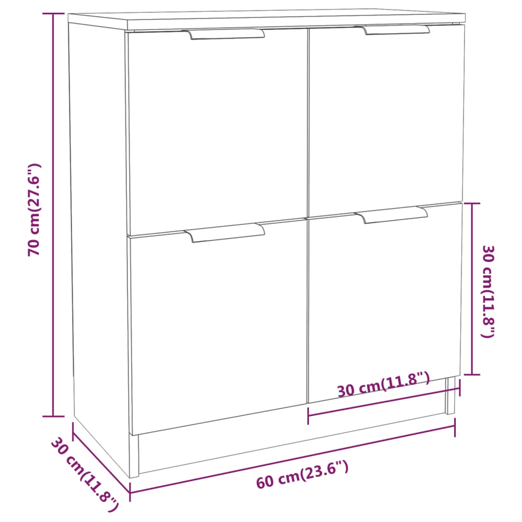 Dressoir 60x30x70 cm bewerkt hout eikenkleurig