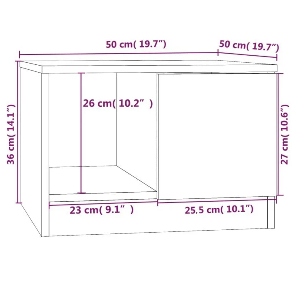 Salontafel 50x50x36 cm bewerkt hout eikenkleurig