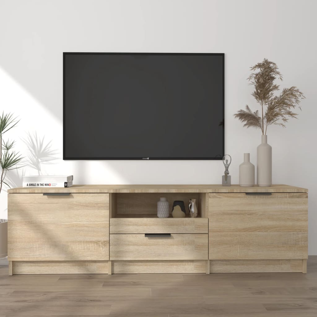 Tv-meubel 140x35x40 cm bewerkt hout eikenkleurig