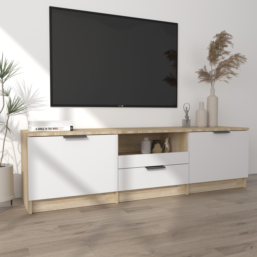 Tv-meubel 140x35x40 cm bewerkt hout eikenkleurig