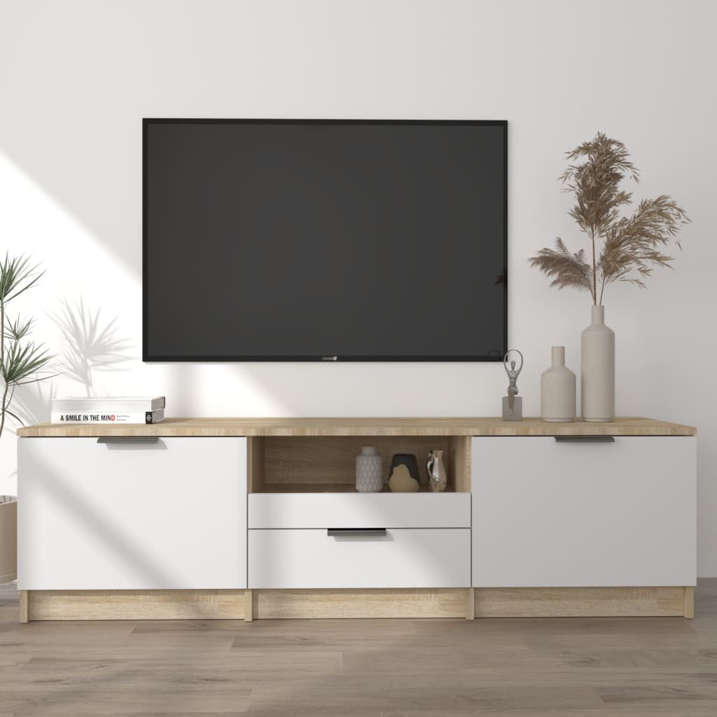 Tv-meubel 140x35x40 cm bewerkt hout eikenkleurig