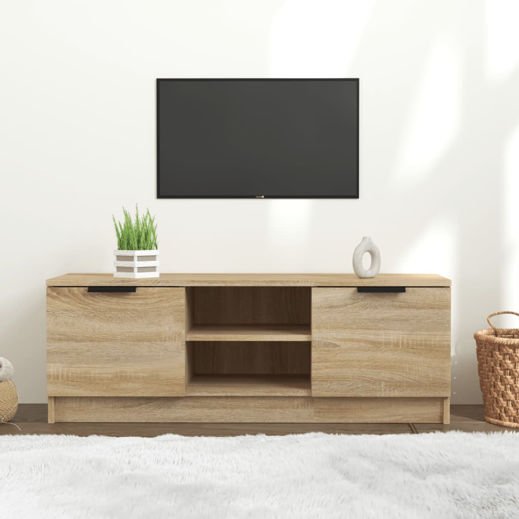 Tv-meubel 102x35x36,5 cm bewerkt hout eikenkleurig