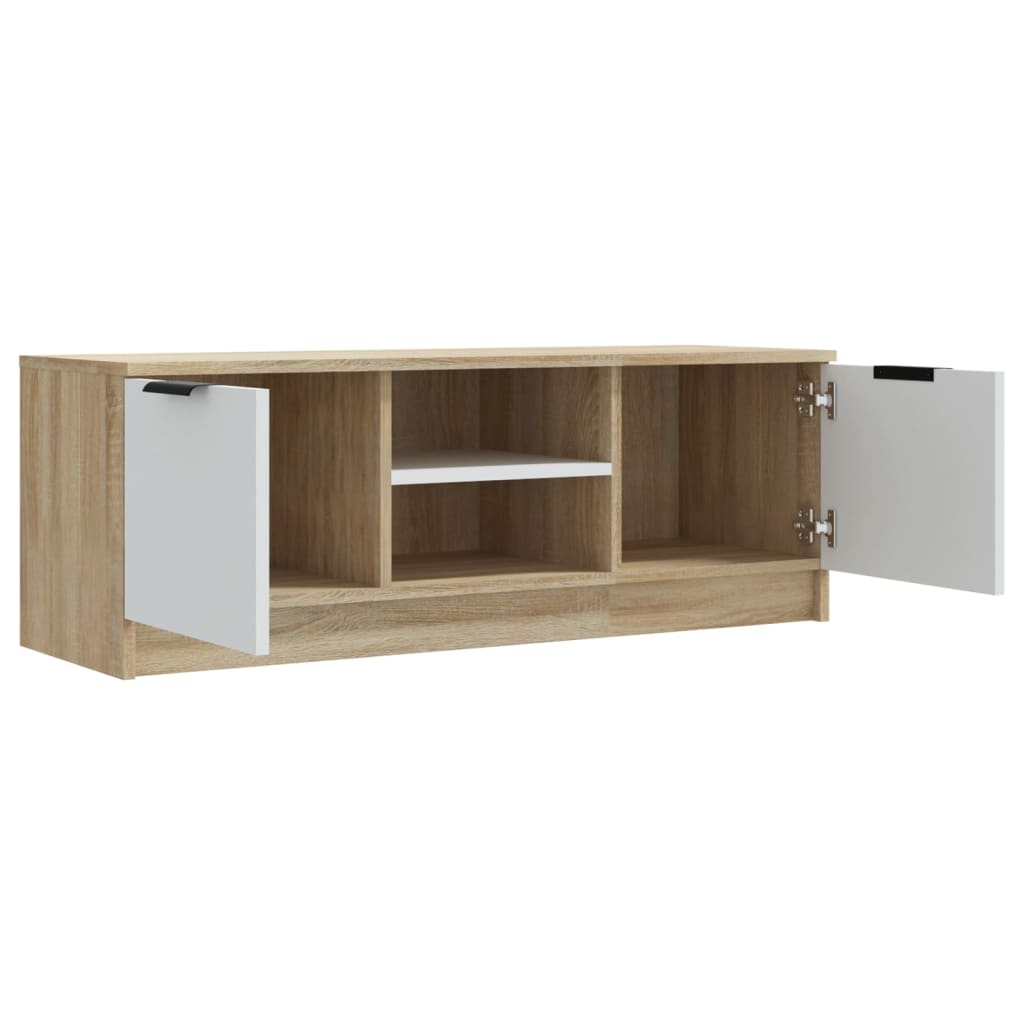 Tv-meubel 102x35x36,5 cm bewerkt hout eikenkleurig