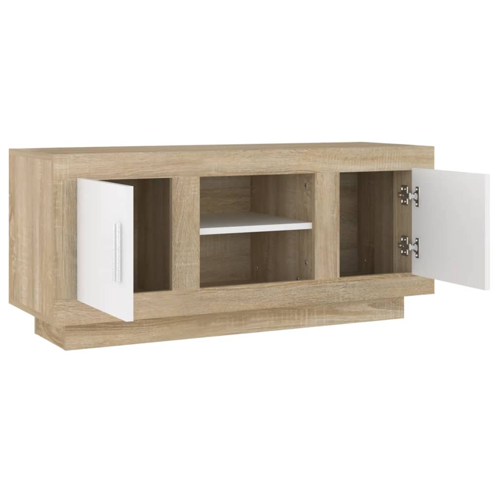 Tv-meubel 102x35x45 cm bewerkt hout bruin eikenkleur