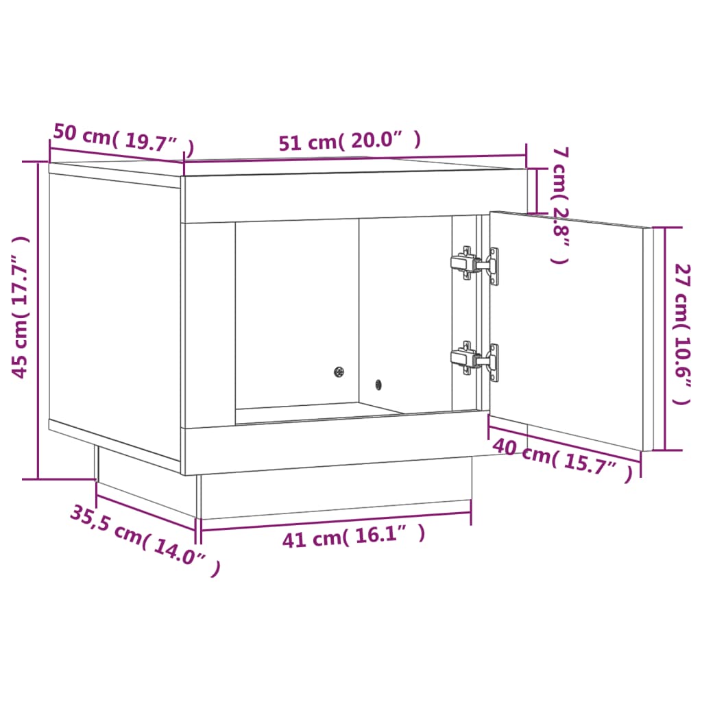 Salontafel 51x50x45 cm bewerkt hout