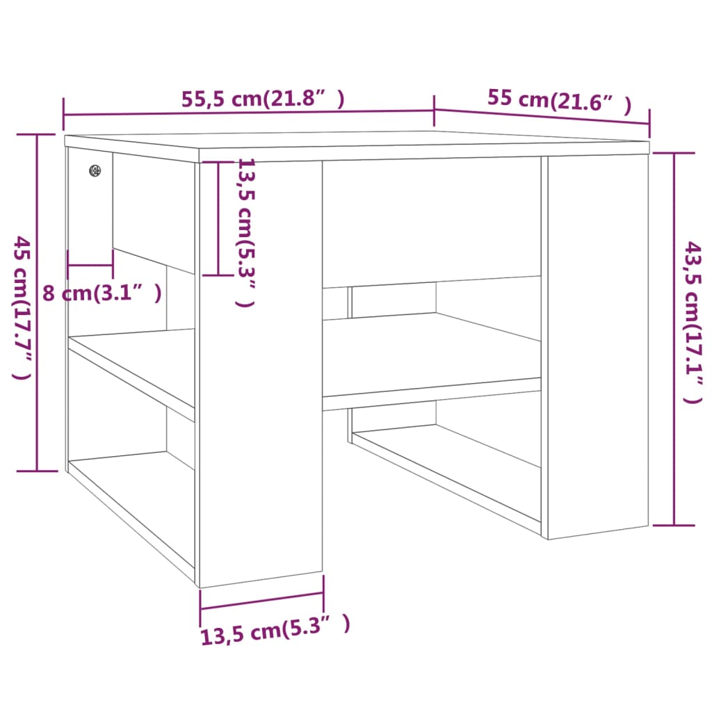 Salontafel 55,5x55x45 cm bewerkt hout eikenkleurig