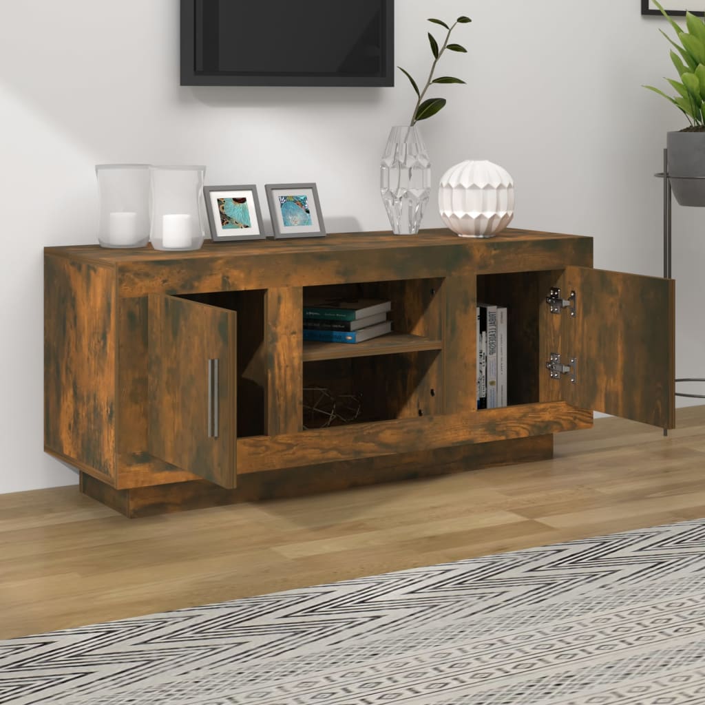 Tv-meubel 102x35x45 cm bewerkt hout bruin eikenkleur