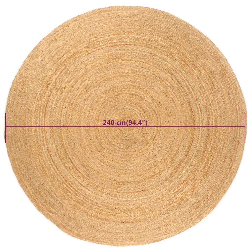 Tapijt rond 210 cm gevlochten jute