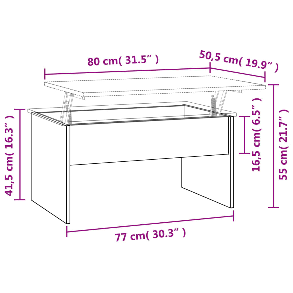 Salontafel 80x50,5x41,5 cm bewerkt hout