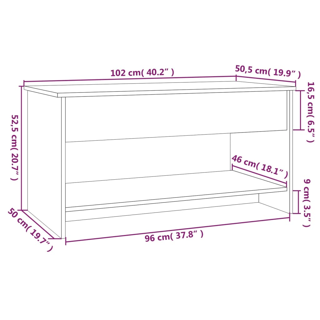 Salontafel 102x50x52,5 cm bewerkt hout