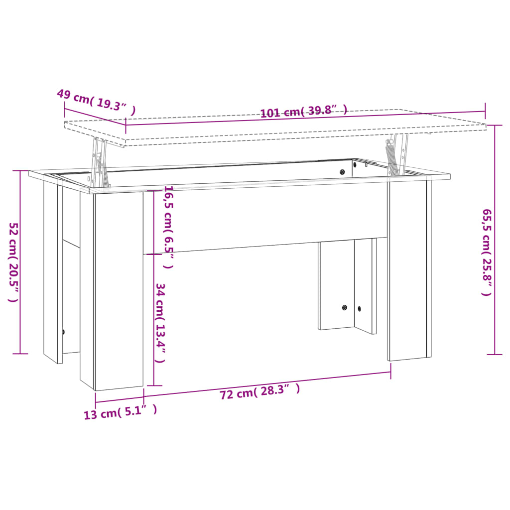 Salontafel 101x49x52 cm bewerkt hout