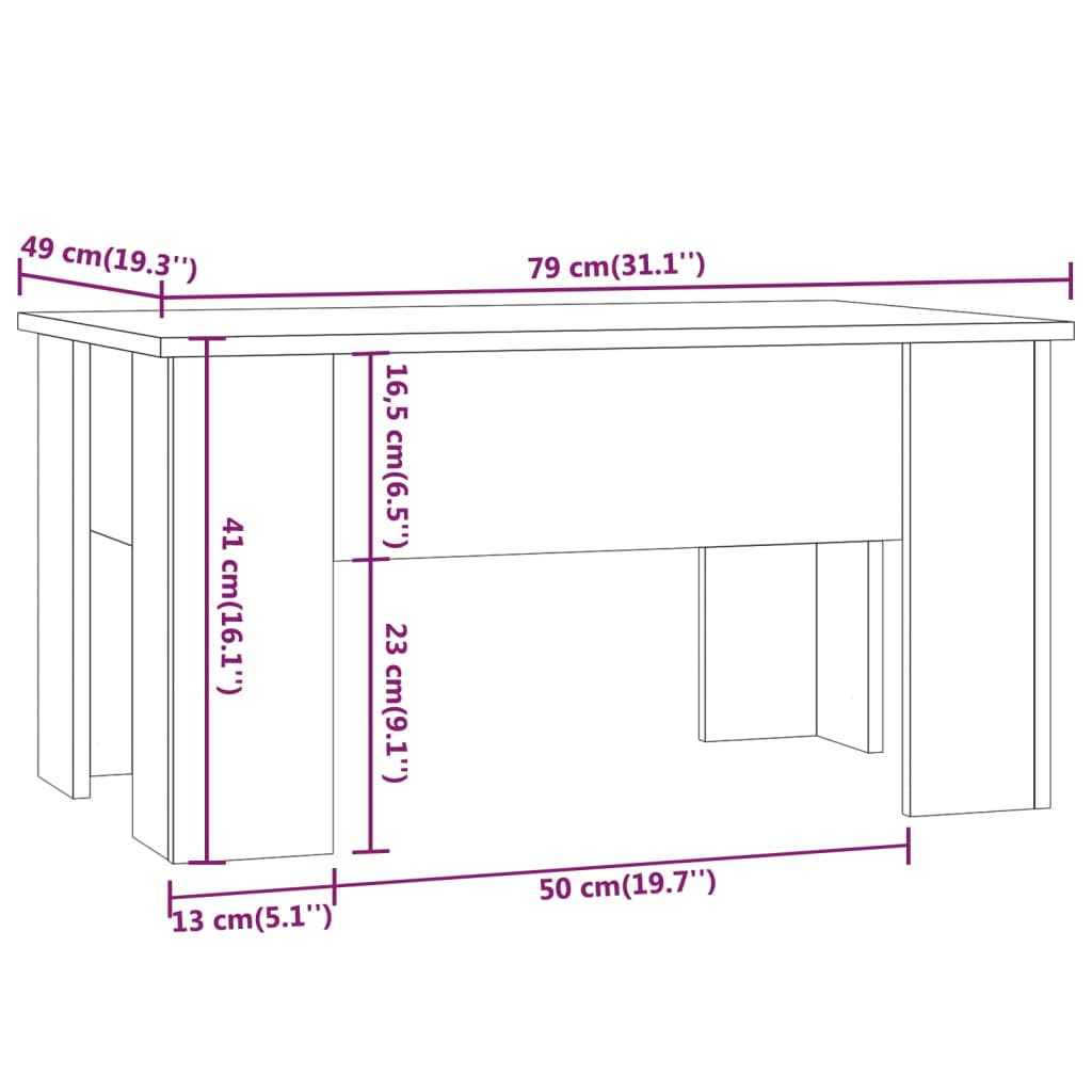 Salontafel 79x49x41 cm bewerkt hout