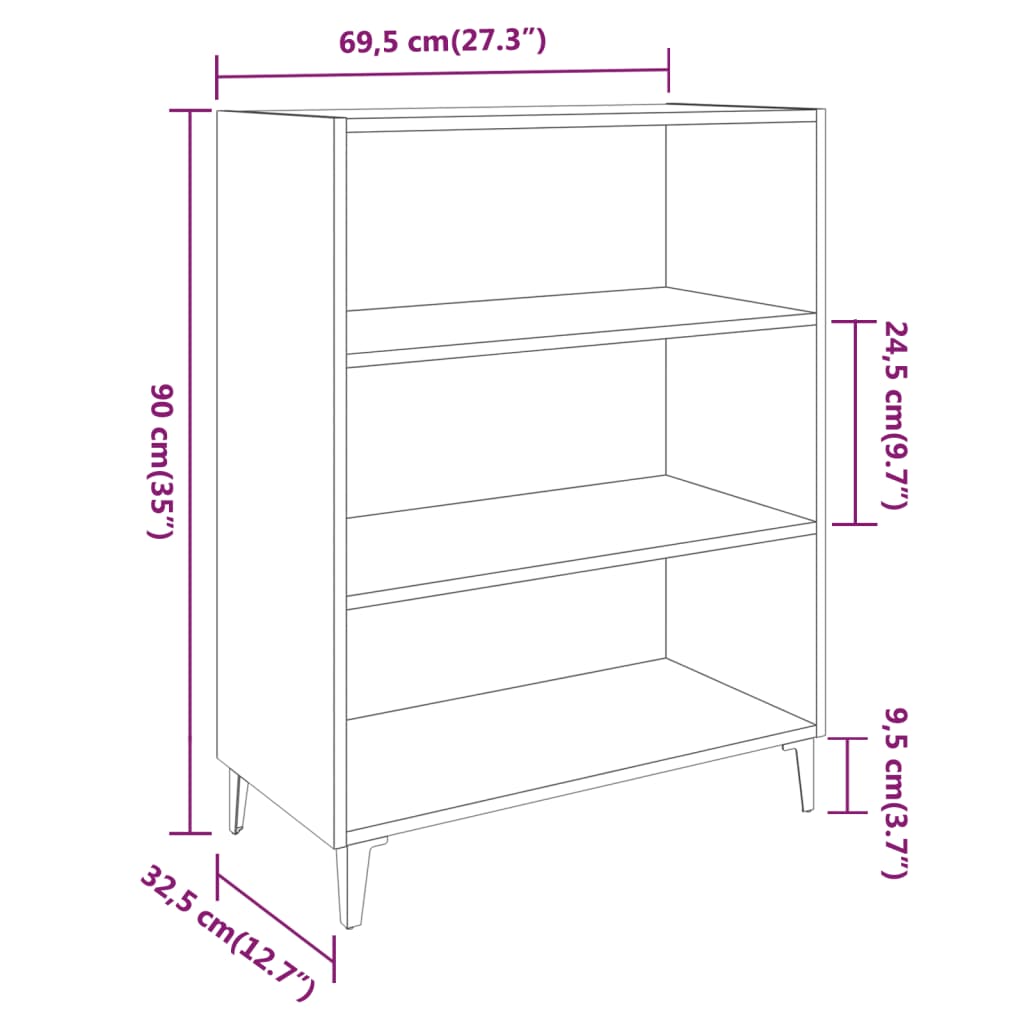 Dressoir 69,5x32,5x90 cm bewerkt hout