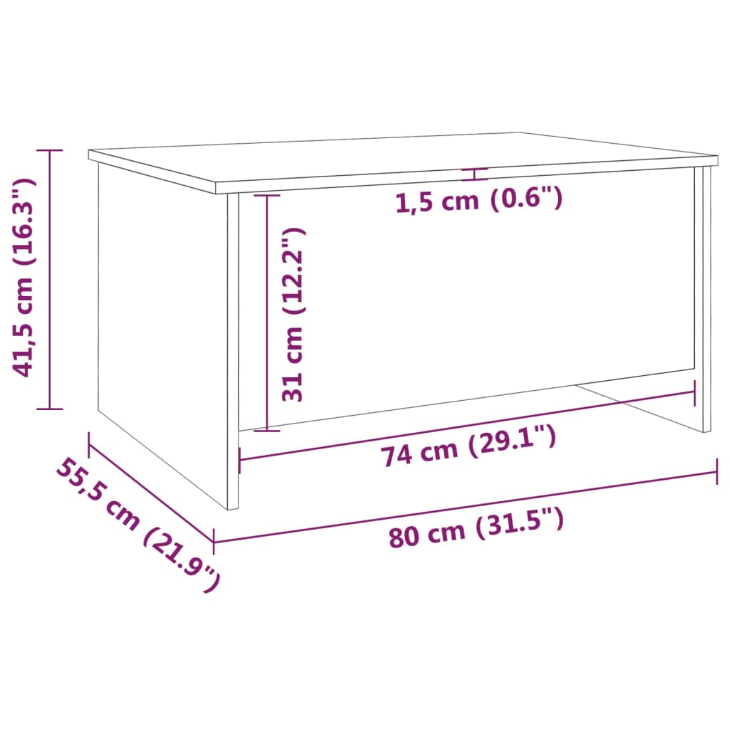 Salontafel 80x55,5x41,5 cm bewerkt hout eikenkleurig