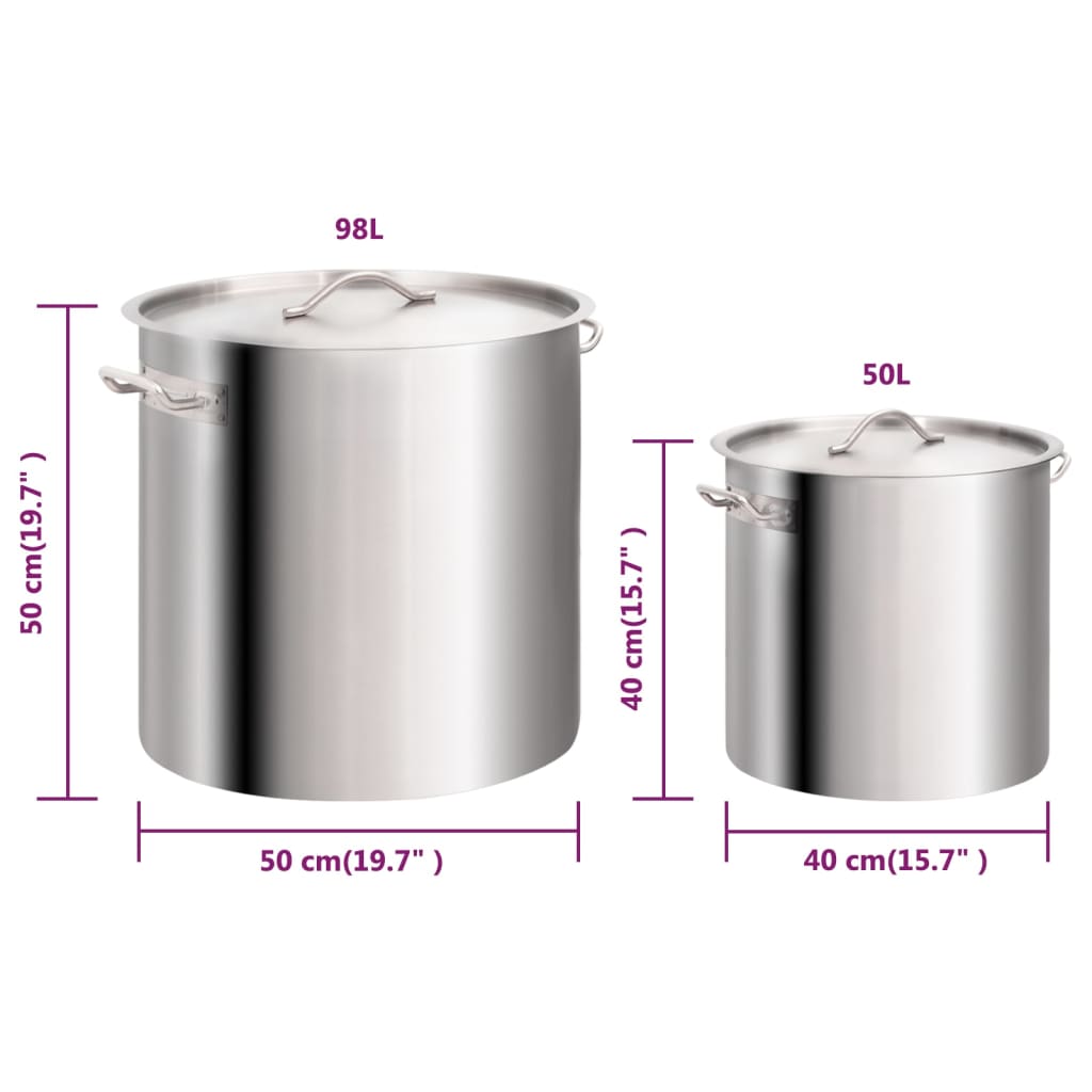 2-delige Kookpannenset 50/25 L roestvrij staal