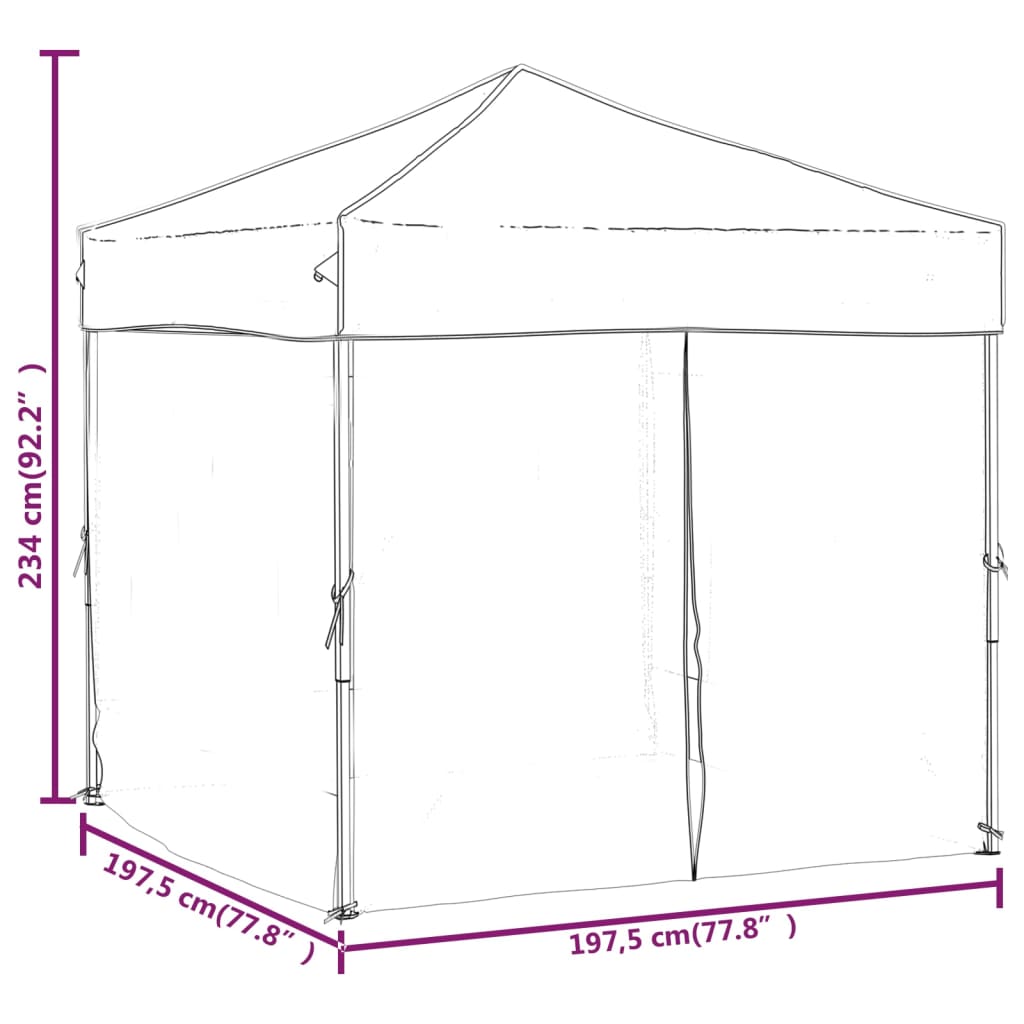 Partytent inklapbaar met zijwanden 3x6 m antracietkleurig