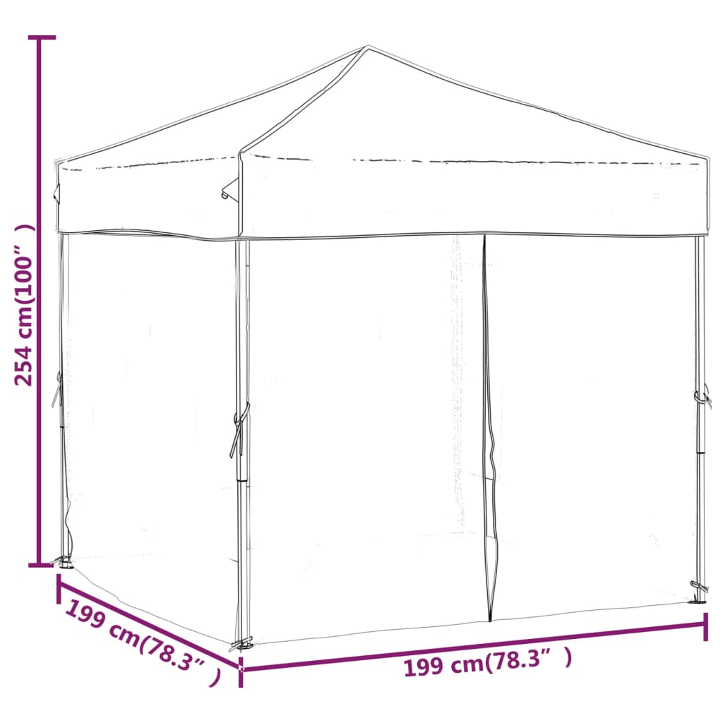 Partytent inklapbaar met zijwanden 3x3 m