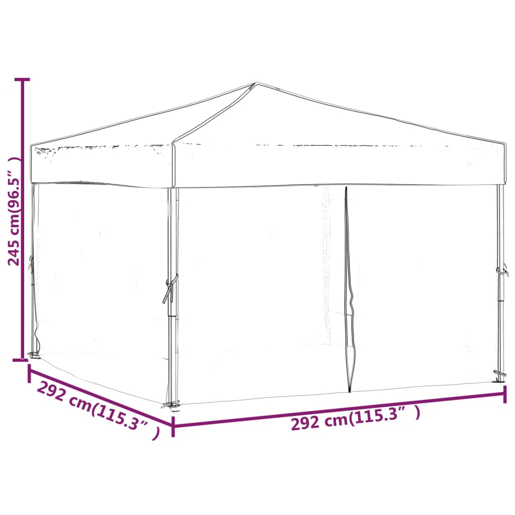 Partytent inklapbaar met zijwanden 3x3 m