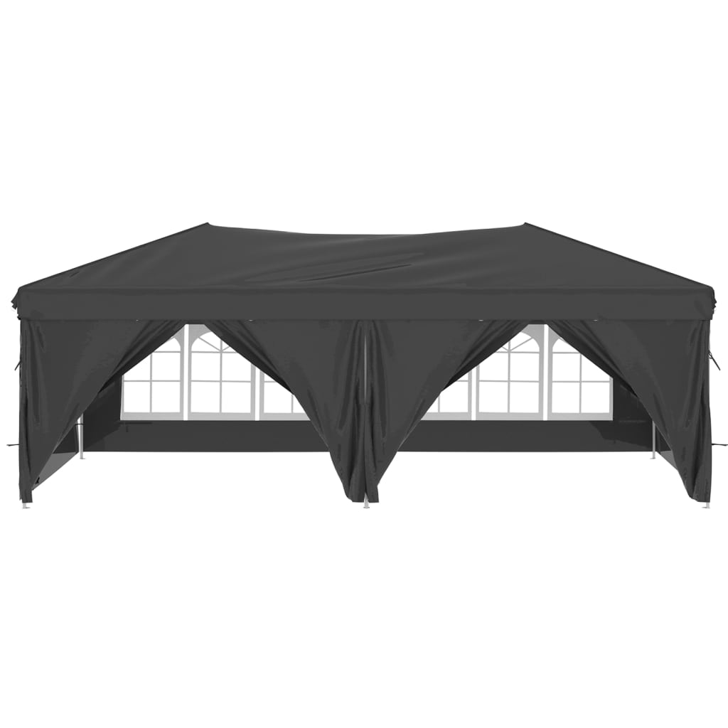 Partytent inklapbaar met zijwanden 3x6 m antracietkleurig