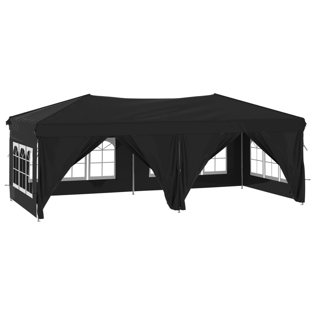 Partytent inklapbaar met zijwanden 3x6 m antracietkleurig