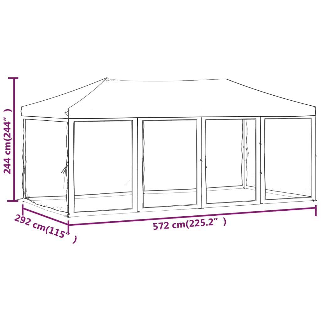 Partytent inklapbaar met zijwanden 3x3 m