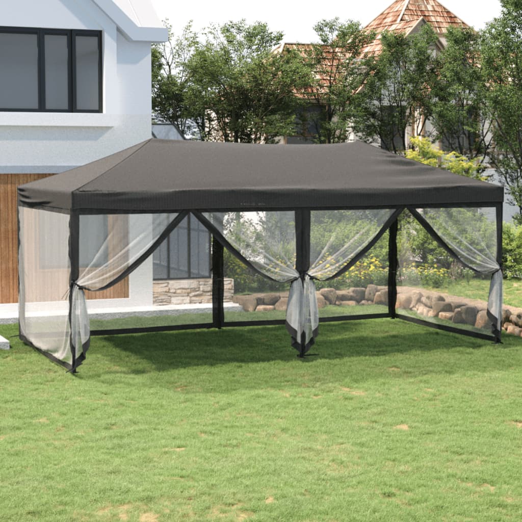 Partytent inklapbaar met zijwanden 3x6 m crèmekleurig