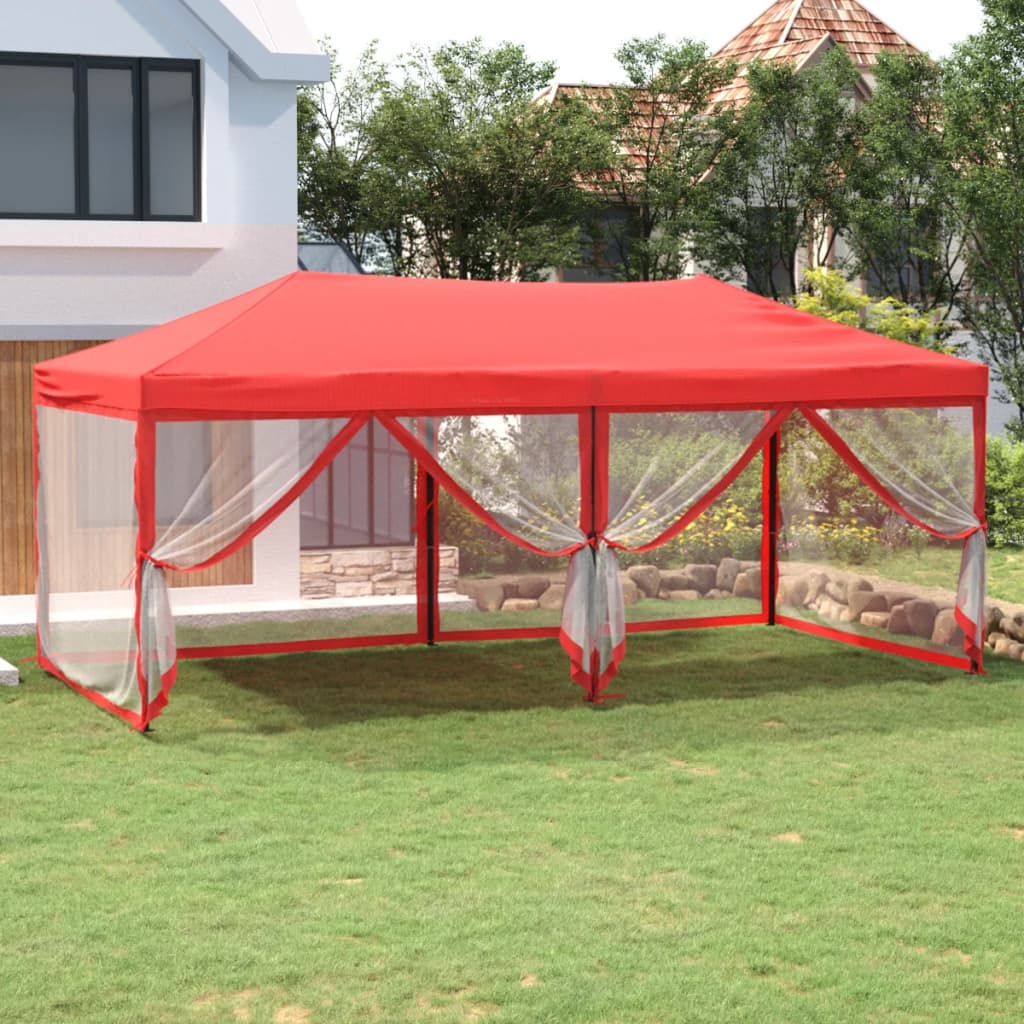 Partytent inklapbaar met zijwanden 3x6 m crèmekleurig