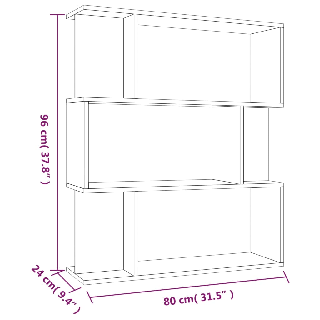 Boekenkast/kamerscherm 80x24x96 cm bewerkt hout