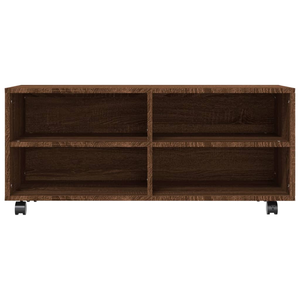 Tv-meubel met wieltjes 90x35x35 cm bewerkt hout