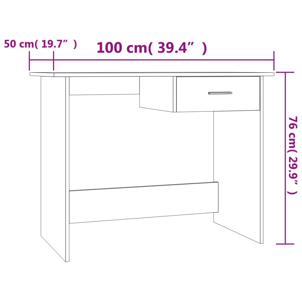 Bureau 100x50x76 cm bewerkt hout eikenkleurig