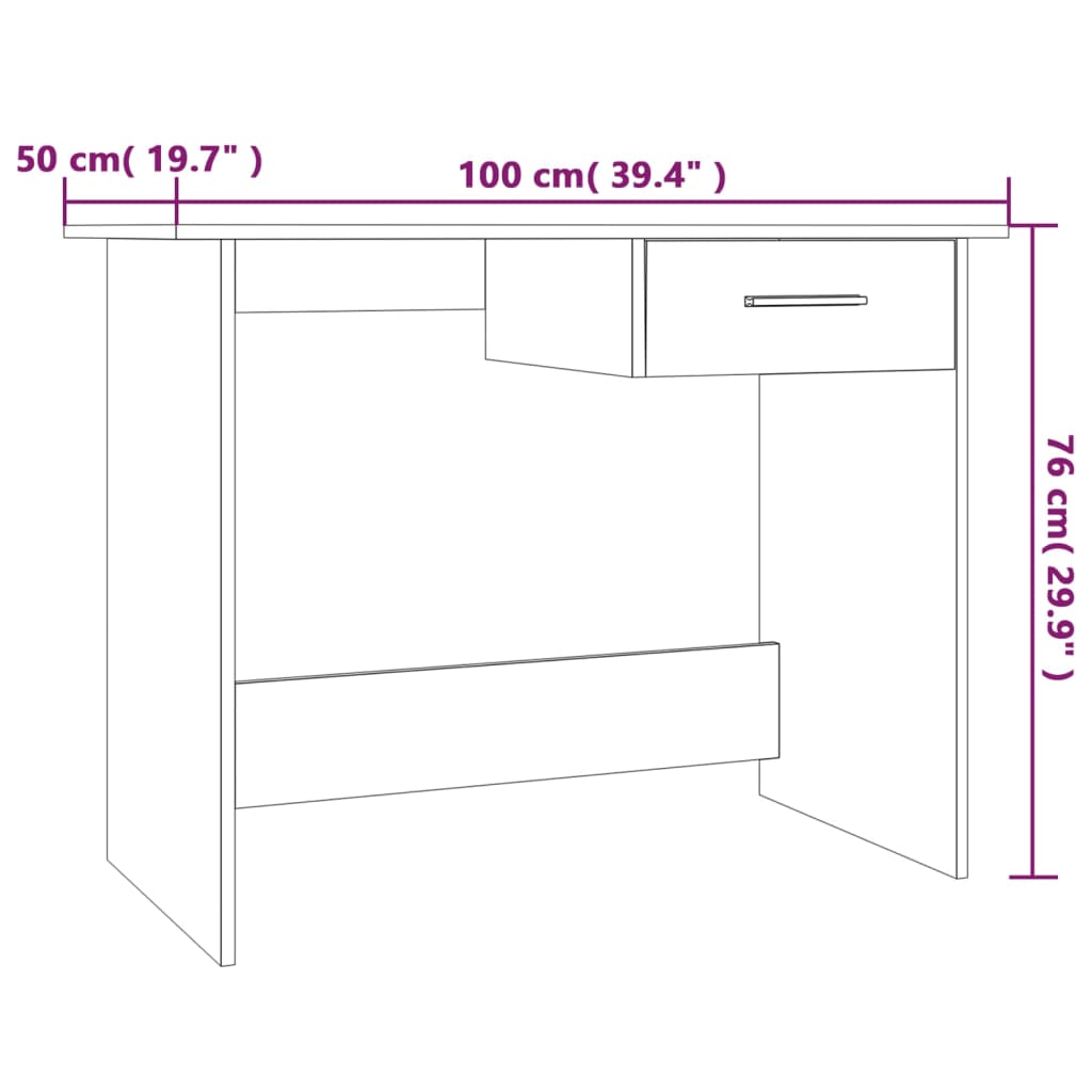 Bureau 100x50x76 cm bewerkt hout eikenkleurig