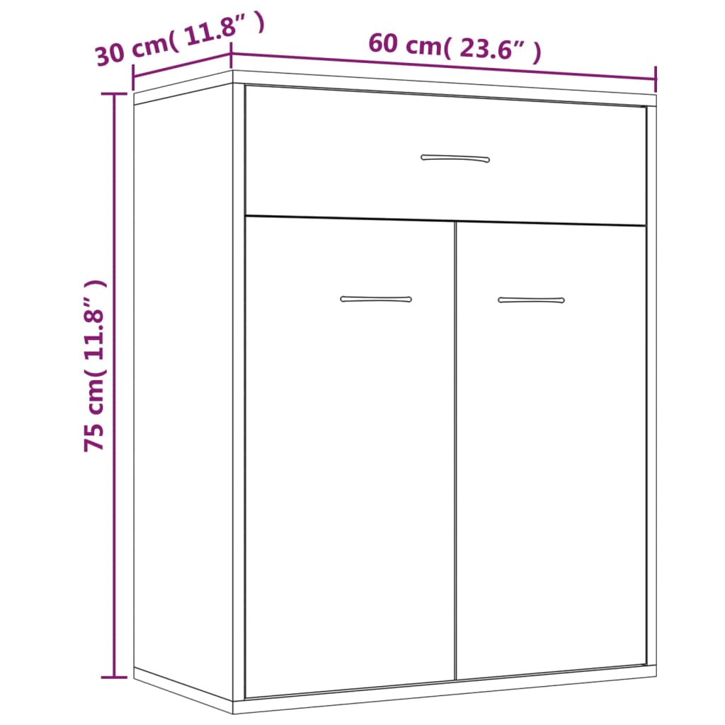 Dressoir 60x30x75 cm bewerkt hout