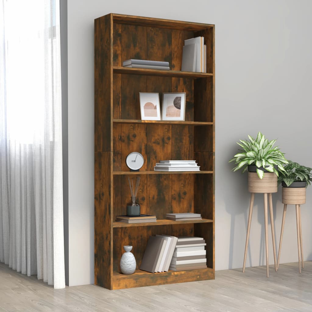 Boekenkast met 4 schappen 80x24x142 cm hout