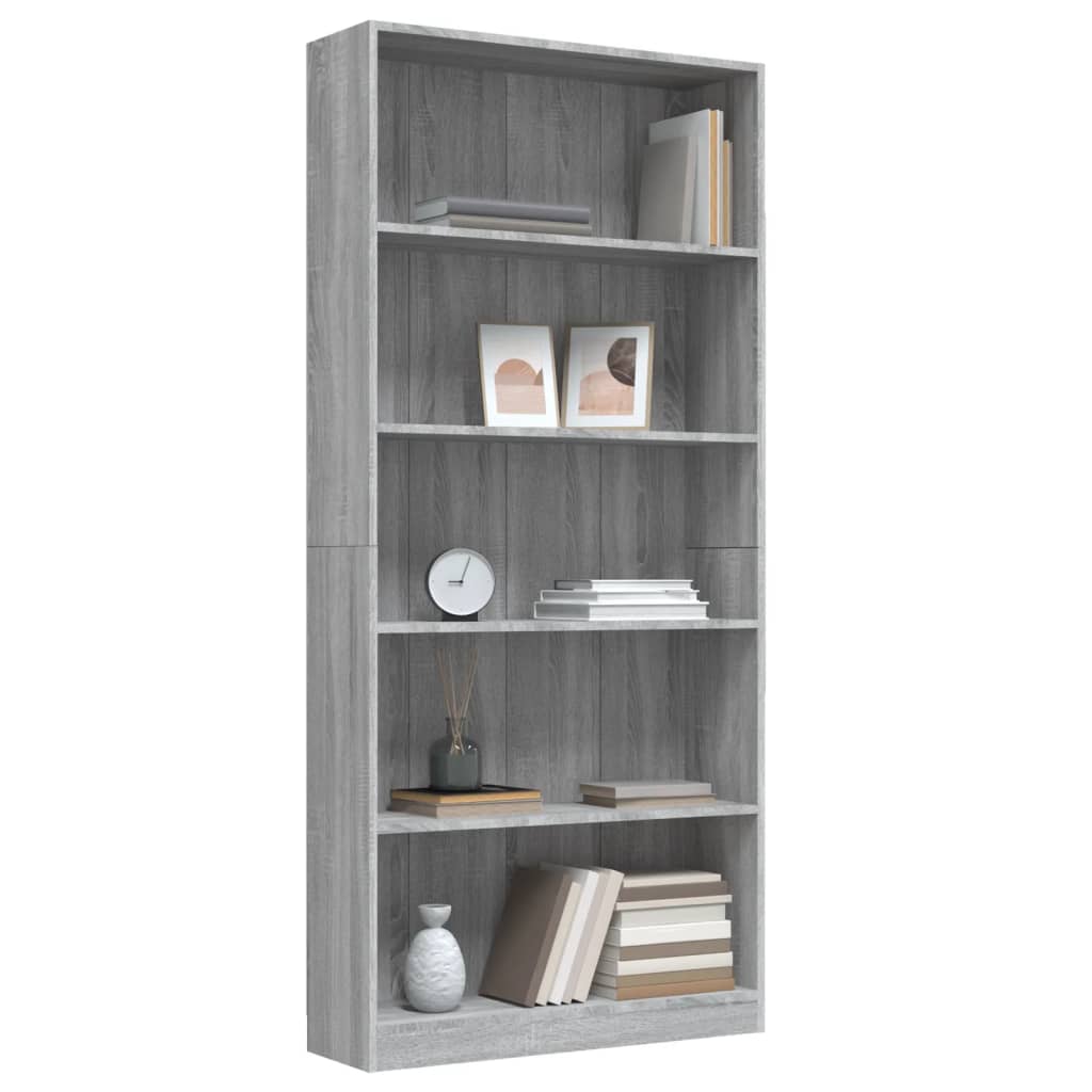 Boekenkast 60x24x175 cm bewerkt hout eikenkleurig