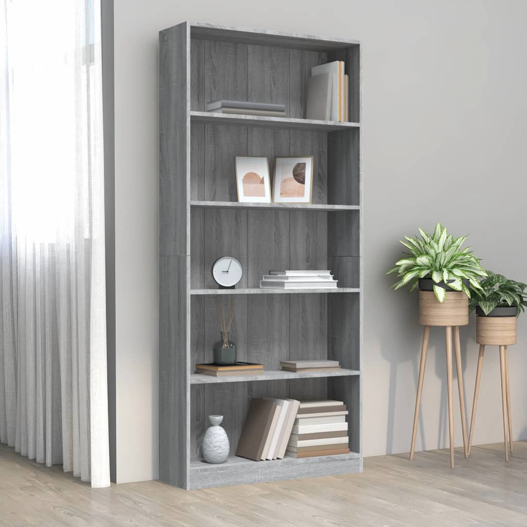 Boekenkast met 4 schappen 80x24x142 cm hout