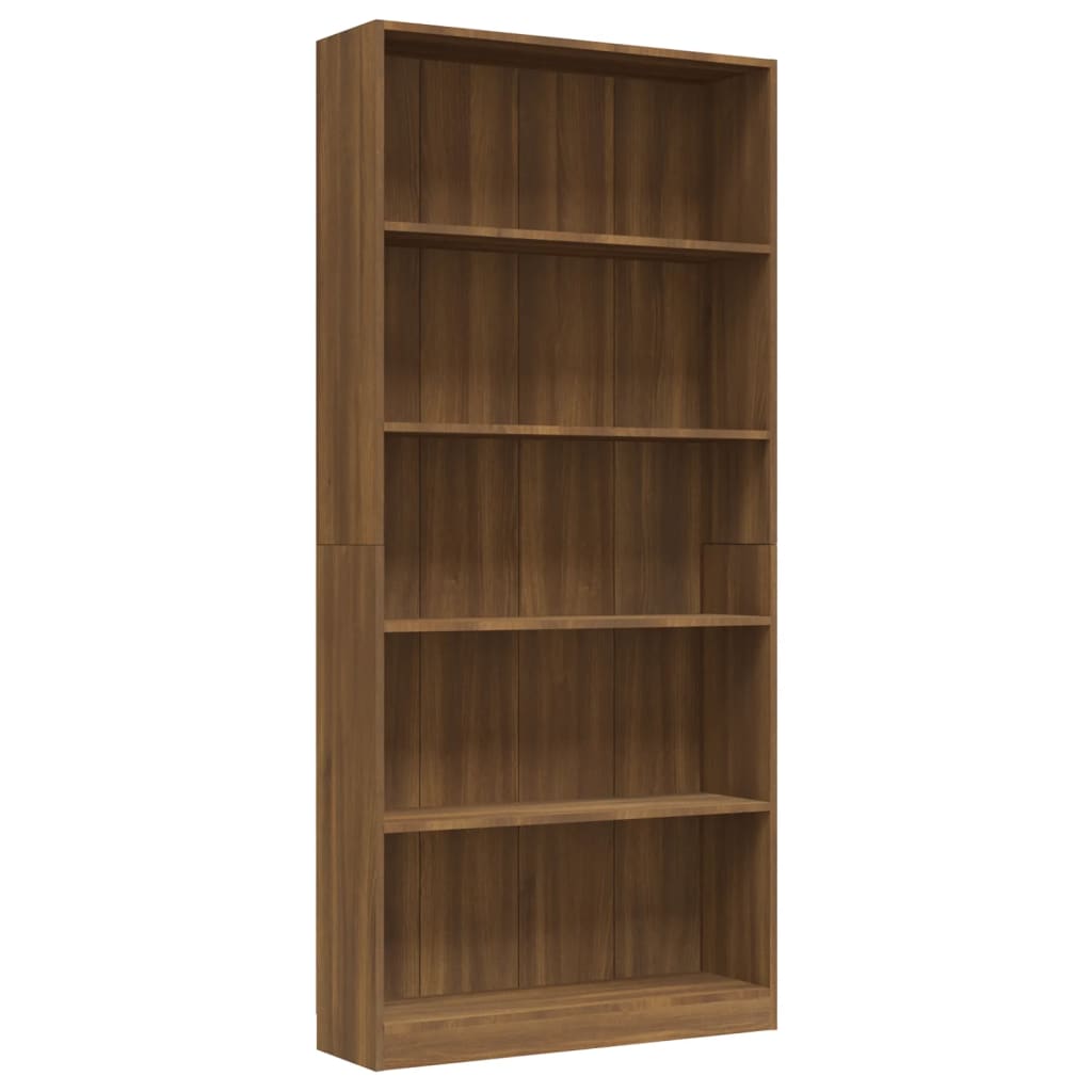 Boekenkast 60x24x175 cm bewerkt hout eikenkleurig