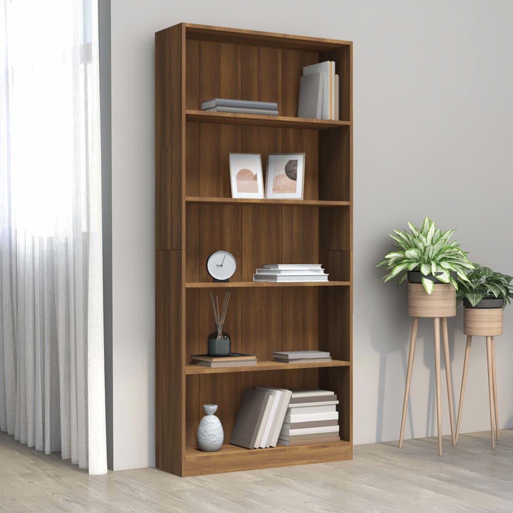 Boekenkast met 4 schappen 80x24x142 cm hout