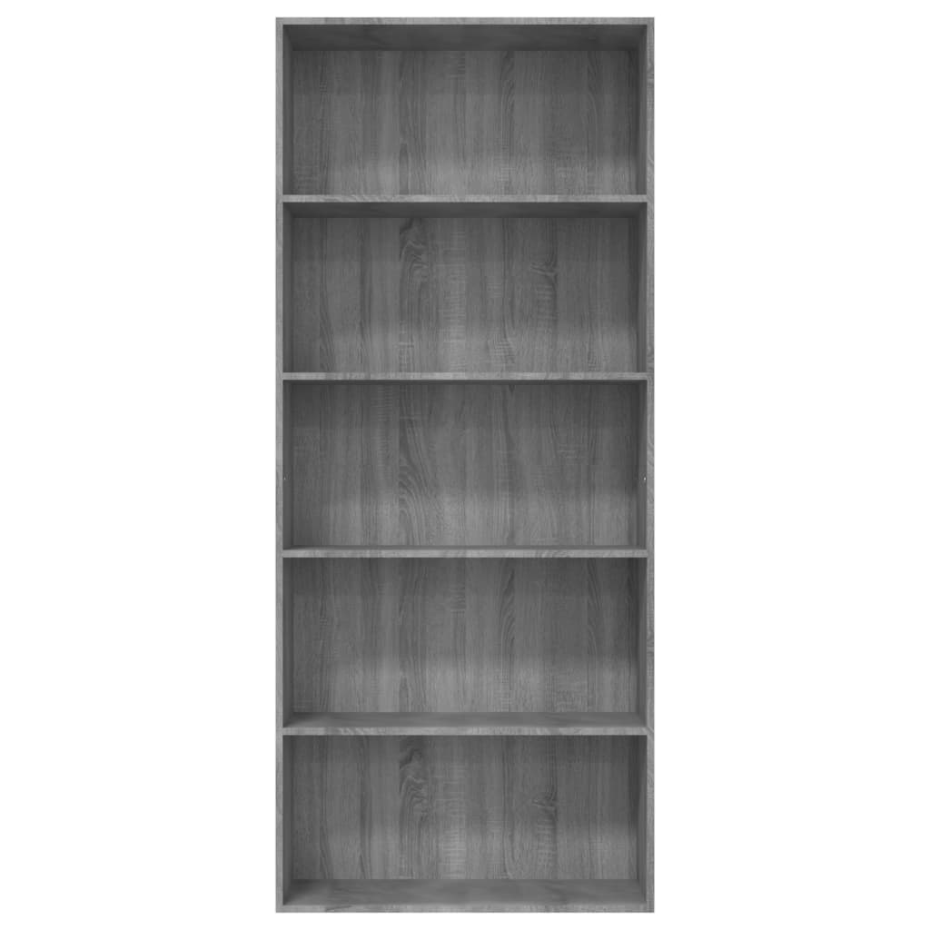 Boekenkast 80x30x189 cm bewerkt hout eikenkleurig