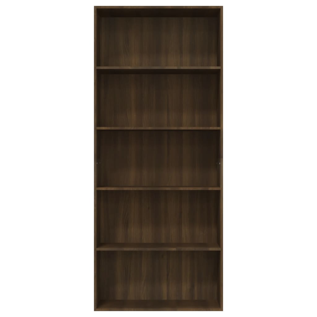 Boekenkast 80x30x189 cm bewerkt hout eikenkleurig