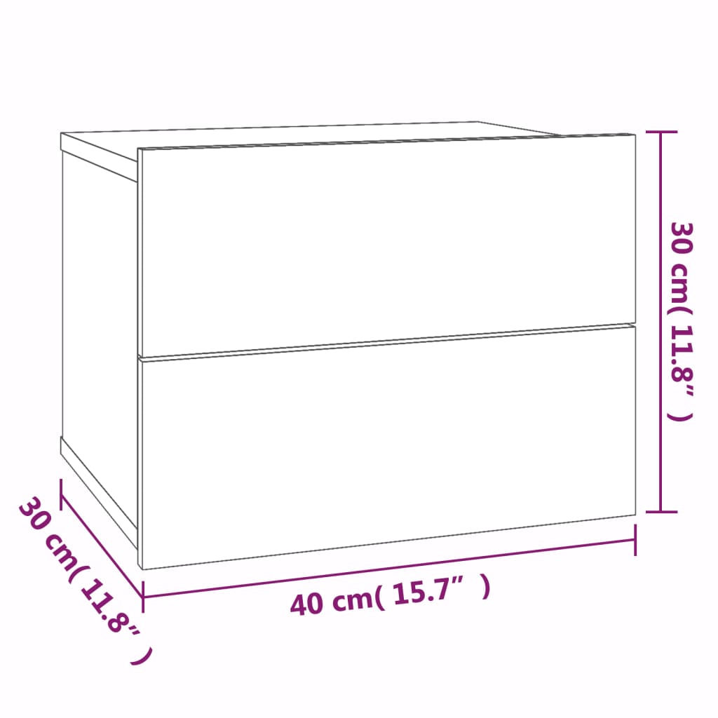 Nachtkastjes 2 st 40x30x30 cm bewerkt hout