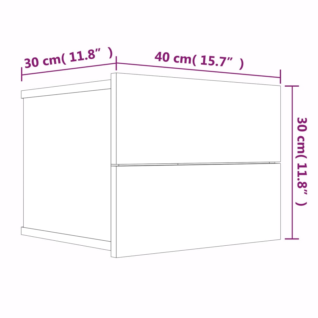 Nachtkastjes 2 st 40x30x30 cm bewerkt hout